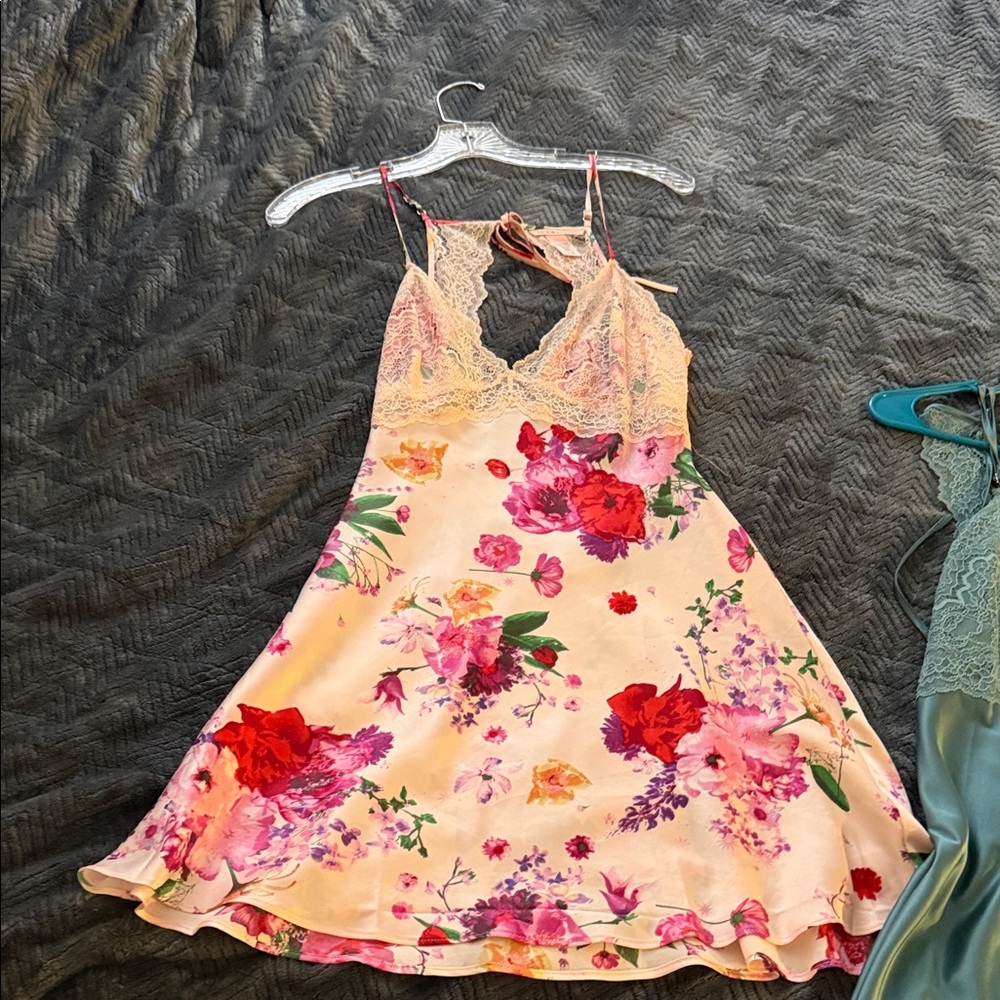 Victoria's Secret Floral Chemise in Pink and Cream